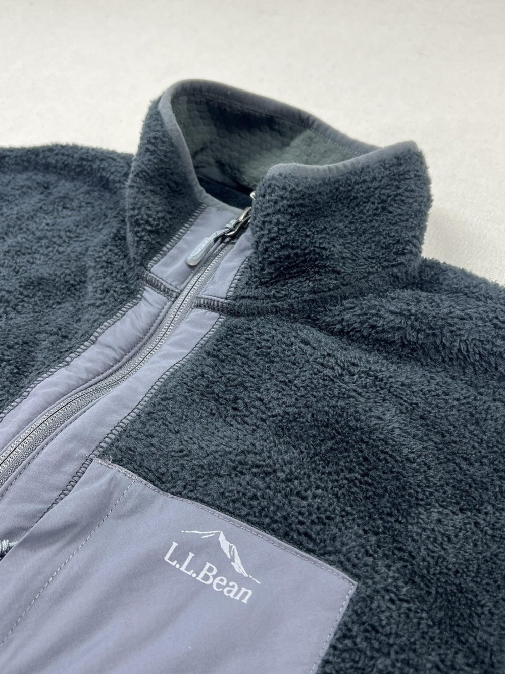 LL Bean Adventure Hybrid Fleece Jacket Mens XL black Full Zip Outdoor Hike